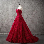 Afbeelding in Gallery-weergave laden, Romantic Burgundy Lace Embroidery Sweetheart Wedding Dresses Princess
