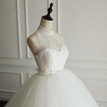 Load image into Gallery viewer, High Neck Open Back Tulle Ball Gown Wedding Dresses
