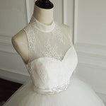 Load image into Gallery viewer, High Neck Open Back Tulle Ball Gown Wedding Dresses
