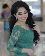Load image into Gallery viewer, Elegant Long Sleeves V-neck Lace Mermaid Prom Dresses
