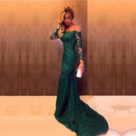 Load image into Gallery viewer, Sheer Neckline Long Sleeves Lace Prom Dresses Mermaid Evening Gowns
