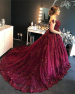 Afbeelding in Gallery-weergave laden, Fuchsia-Lace-Ball-Gowns-Wedding-Dresses-For-Bride
