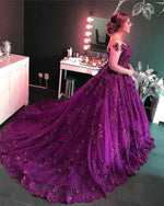 Afbeelding in Gallery-weergave laden, Purple-Lace-Wedding-Dresses-Ball-Gowns
