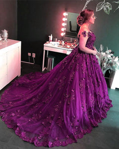 Purple-Lace-Wedding-Dresses-Ball-Gowns