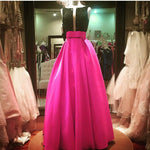 Load image into Gallery viewer, Black Beaded Top Bow Sashes Pink Satin Prom Dresses
