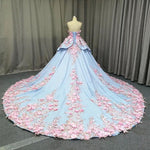Load image into Gallery viewer, Amazing 3D Floral Lace Flower Satin Wedding Dresses Sweetheart Ball Gowns
