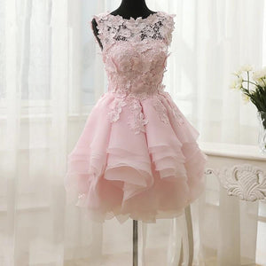 Elegant Floral Lace Ball Gowns Organza Layered Homecoming Dresses