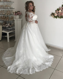Wedding Gowns Plus Size Bridal Dress With 3/4 Sleeves