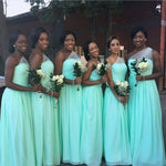 Cargar imagen en el visor de la galería, Mint Green Chiffon One Shoulder Bridesmaid Dresses For Wedding Party
