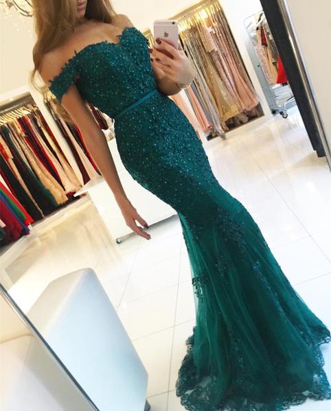 Elegant Lace Mermaid Prom Dresses Off The Shoulder