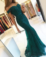 Load image into Gallery viewer, Elegant Lace Mermaid Prom Dresses Off The Shoulder

