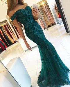 Elegant Lace Mermaid Prom Dresses Off The Shoulder