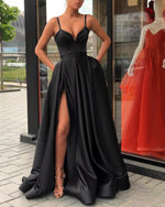 Afbeelding in Gallery-weergave laden, Long-Black-Formal-Evening-Gowns-Sexy-Prom-Dress
