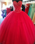 Load image into Gallery viewer, Elegant Beaded Sweetheart Tulle Floor Length Quinceanera Dresses Ball Gowns
