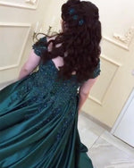 Load image into Gallery viewer, Stunning Lace Flowers Beaded V-neck Ball Gowns Prom Dresses Satin
