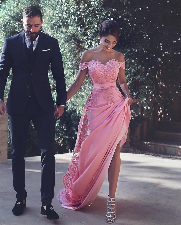 Off The Shoulder Mermaid Prom Dresses Lace Appliques