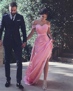 Load image into Gallery viewer, Off The Shoulder Mermaid Prom Dresses Lace Appliques
