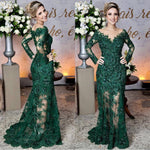 Afbeelding in Gallery-weergave laden, Long Sleeves Lace Mermaid Prom Dresses See Through Evening Gowns
