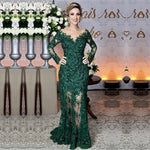 Load image into Gallery viewer, Long Sleeves Lace Mermaid Prom Dresses See Through Evening Gowns

