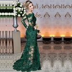 Load image into Gallery viewer, Long Sleeves Lace Mermaid Prom Dresses See Through Evening Gowns
