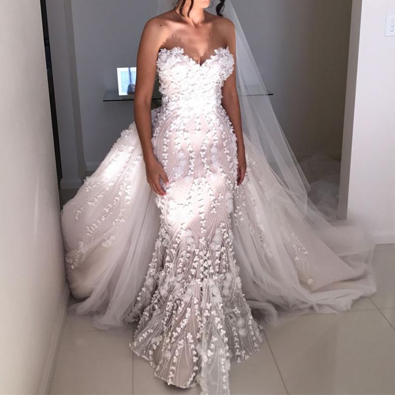 Sweetheart Bodice Corset Lace Mermaid Wedding Dresses 2017