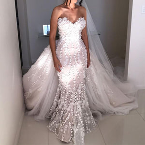 Sweetheart Bodice Corset Lace Mermaid Wedding Dresses 2017