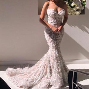 Sweetheart Bodice Corset Lace Mermaid Wedding Dresses 2017