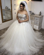 Load image into Gallery viewer, Crystal Beaded Sweetheart Tulle Ball Gowns Wedding Dresses
