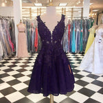 Load image into Gallery viewer, purple-lace-homecoming-dresses-for-8th-grade-prom-occasions
