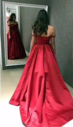 Load image into Gallery viewer, off shoulder prom gowns
