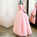 Cargar imagen en el visor de la galería, A Line Sweetheart Pink Tulle Princess Wedding Dresses With Peonies Flowers
