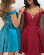 Load image into Gallery viewer, Short-Homecoming-Dresses-2018-V-neck-Prom-Satin-Dress-For-Cocktail-Party
