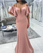 Load image into Gallery viewer, Cold-Shoulder-Bridesmaid-Dresses-Long-Mermaid-Formal-Gowns
