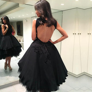 Black Tulle Ball Gowns Homecoming Dresses Open Back