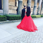 Load image into Gallery viewer, Red Lace Off Shoulder Tulle Ball Gowns Wedding Dresses
