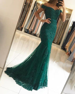 Mermaid-Evening-Dresses-Lace-V-neck-Prom-Gowns