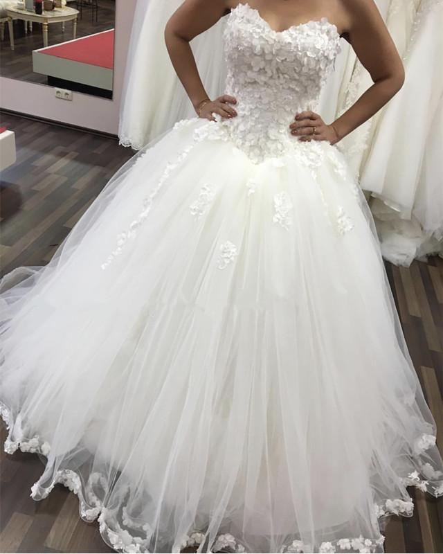 Lace-Sweetheart-Tulle-Puffy-Wedding-Gowns-2019-Elegant-Bride-Dress