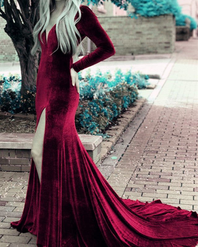 burgundy-evening-gowns