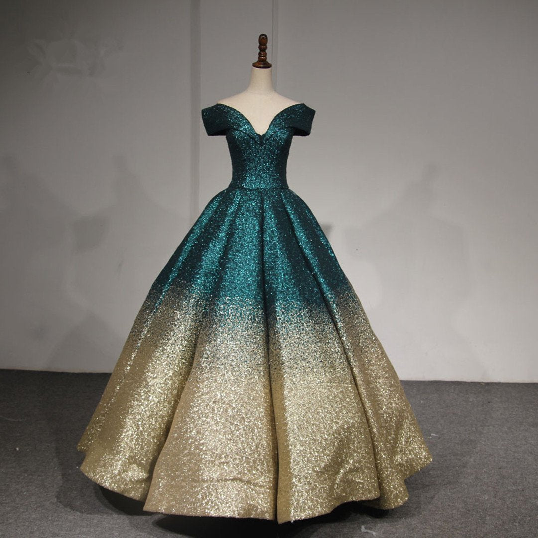 V-neck Off The Shoulder Sequins Ball Gowns Quinceanera Dresses