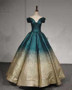 V-neck Off The Shoulder Sequins Ball Gowns Quinceanera Dresses