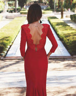 Load image into Gallery viewer, Lace-Open-Back-Bridesmaid-Dresses-Mermaid-Prom-Gowns
