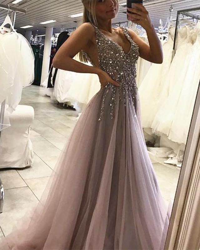 Tulle-Prom-Dresses-2019-Sparkle-Sequins-Beaded-Evening-Gowns