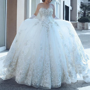 Romantic Sweetheart Lace Wedding Dresses Ball Gowns 2017