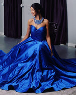 Load image into Gallery viewer, royal blue satin dresses
