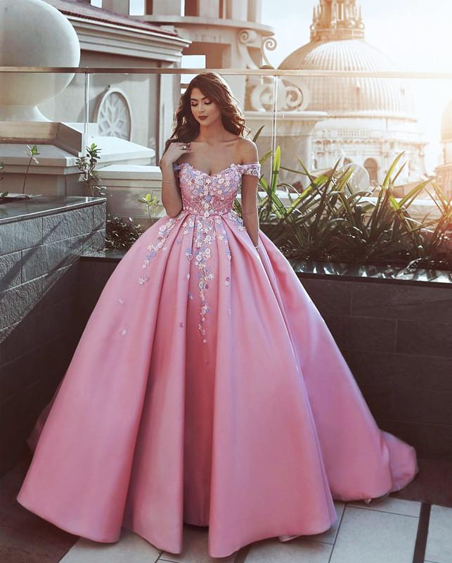 Pink Tulle Beaded Prom Dresses Long 2017 Women's Evening Gowns