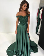 Load image into Gallery viewer, off shoulder prom dresses
