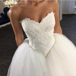 Load image into Gallery viewer, Elegant Lace Appliques V Neck Bodice Corset Tulle Wedding Dresses Ball Gowns
