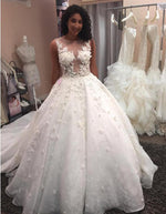 Cargar imagen en el visor de la galería, Romantic-Lace-Ball-Gown-Wedding-Dresses-Embroidery-Bridal-Dress
