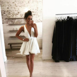 sexy plunge neck short prom homecoming dresses 2017