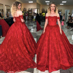Cargar imagen en el visor de la galería, Vintage-Lace-Quineanera-Dresses-Ball-Gowns-2019-Red
